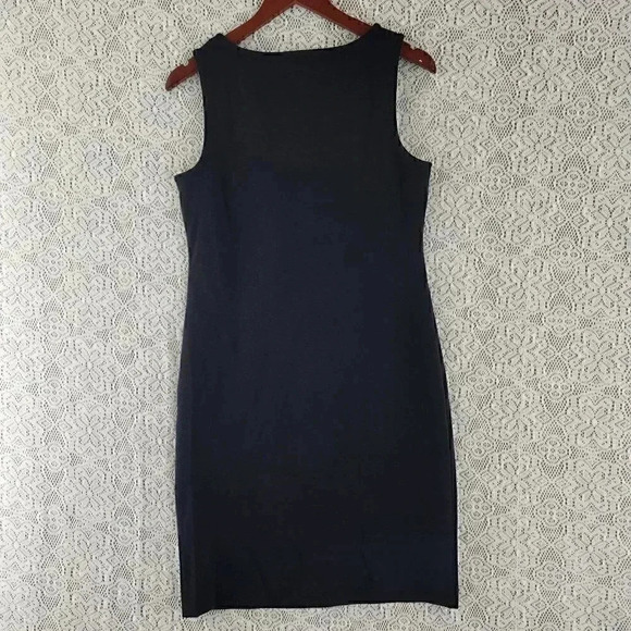 Talbots V Neck Sleeveless Stretched Black Work Career Mini Sheath Dress S/P - Picture 2 of 7